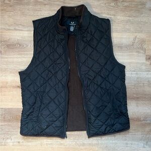 Magaschoni Quilted Gilet Vest Mens Large Black Fleece Lined Insulated Diamond